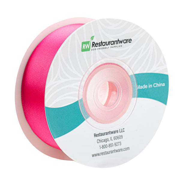 Restaurantware Gift Tek Shocking Pink Polyester Satin Ribbon - Single Face - 1" X 10 Yds - 10 Count Box