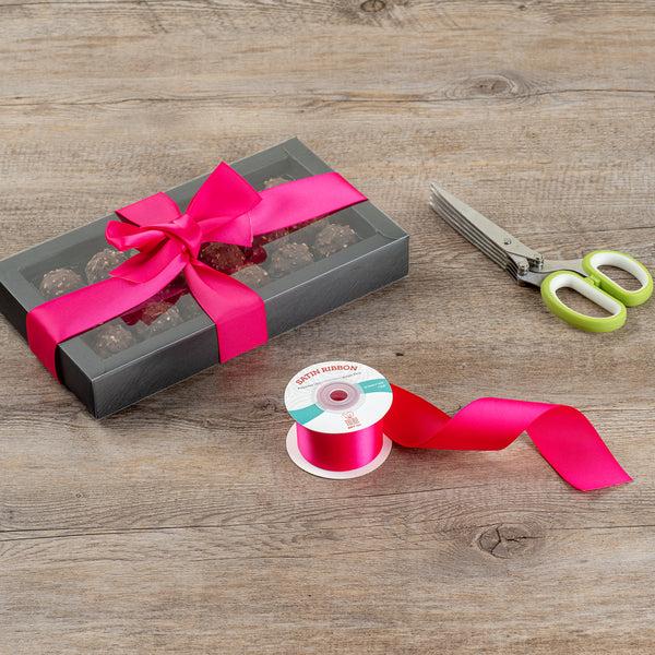 Restaurantware Gift Tek Shocking Pink Polyester Satin Ribbon - Single Face - 1 1/2" X 10 Yds - 10 Count Box