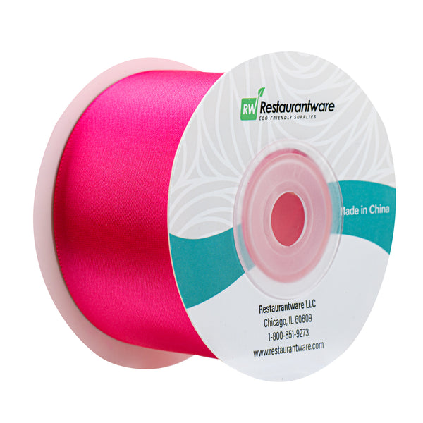 Restaurantware Gift Tek Shocking Pink Polyester Satin Ribbon - Single Face - 1 1/2" X 10 Yds - 10 Count Box