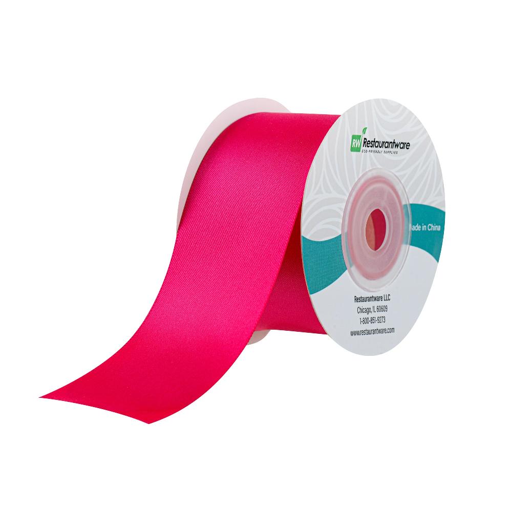restaurantware Gift Tek Shocking Pink Polyester Satin Ribbon - Single Face - 1 1/2" x 10 yds - 10 count box