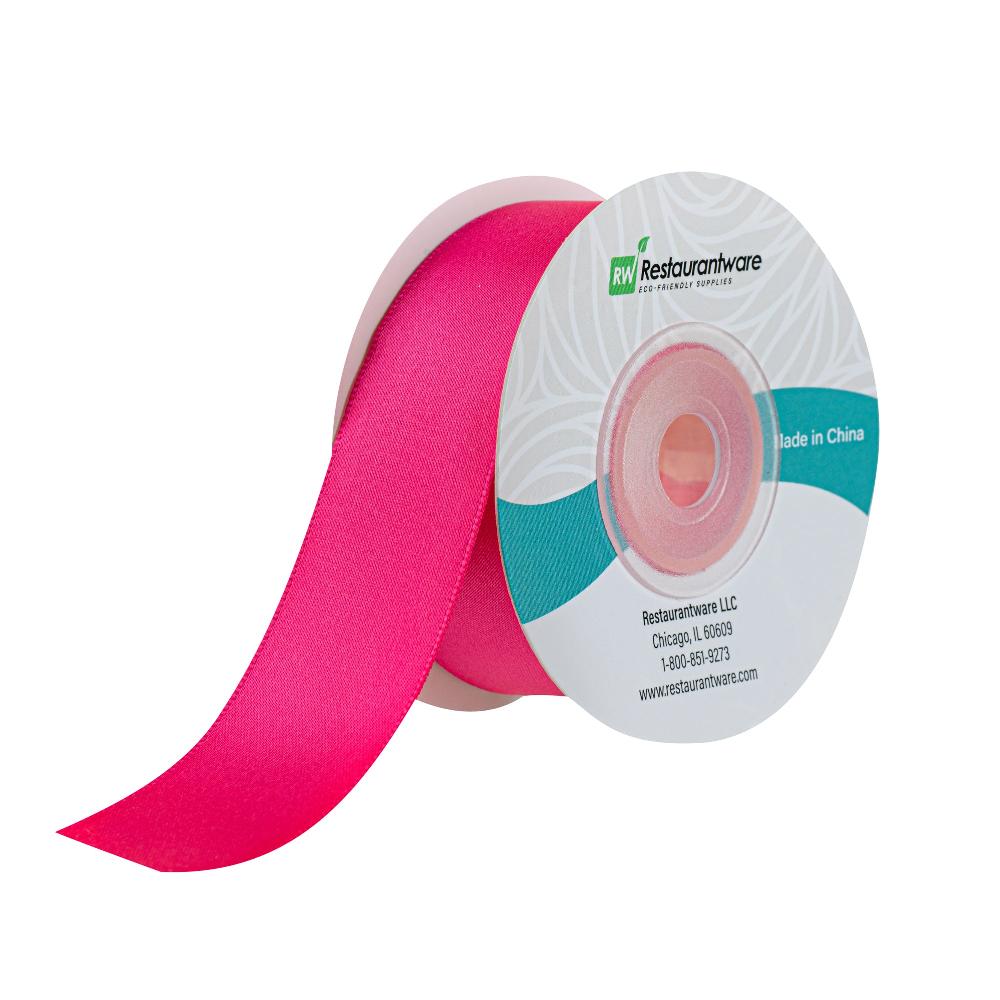 restaurantware Gift Tek Shocking Pink Polyester Satin Ribbon - Single Face - 1" x 10 yds - 10 count box