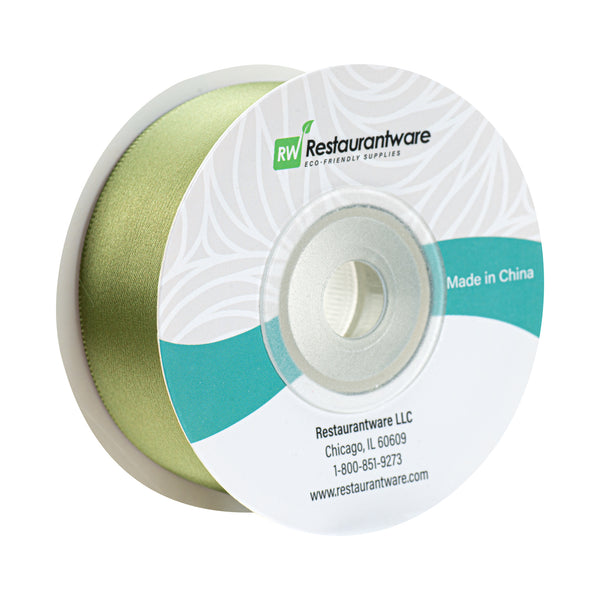 Restaurantware Gift Tek Spring Moss Green Polyester Satin Ribbon - Single Face - 1" X 10 Yds - 10 Count Box