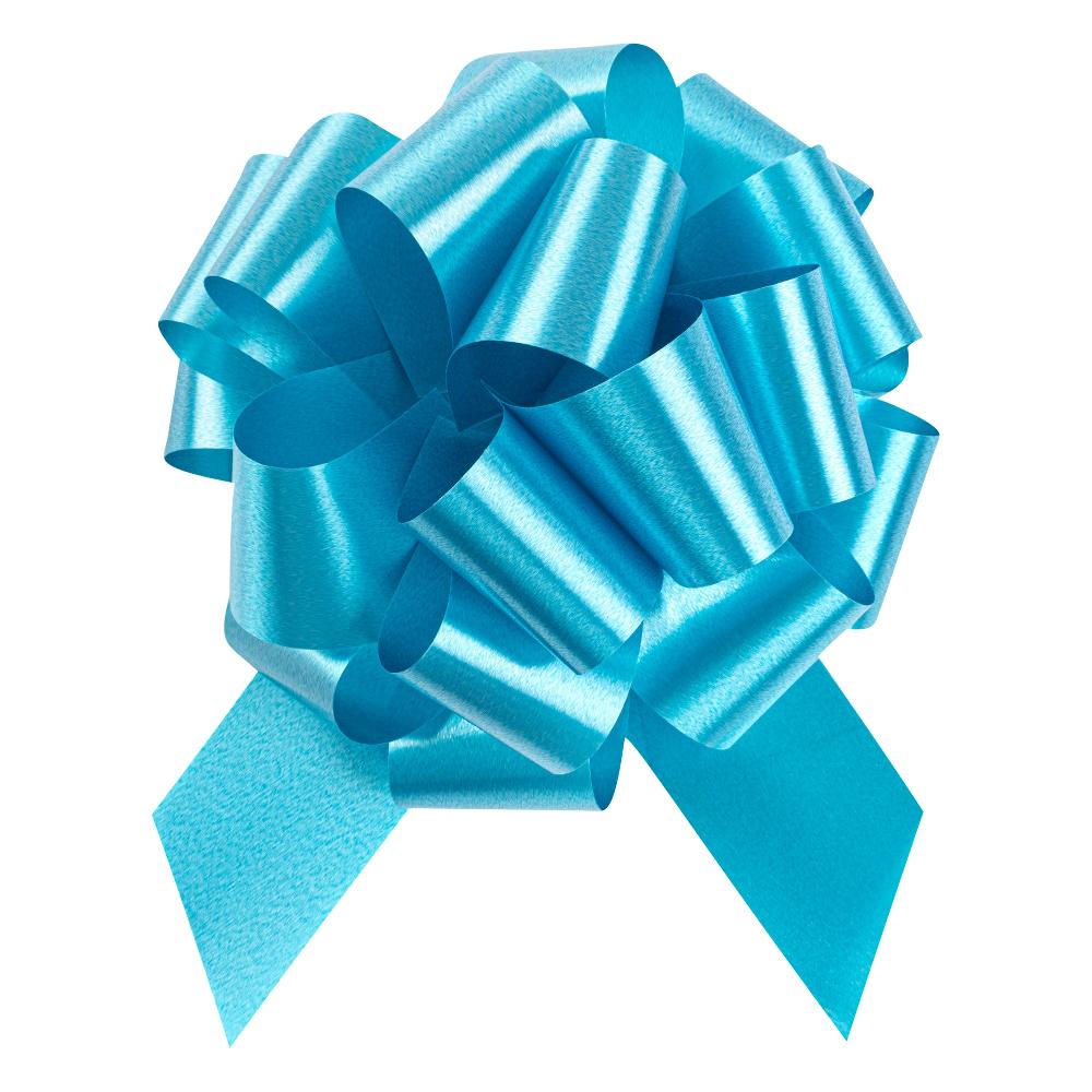 restaurantware Gift Tek Teal Plastic Flora Satin Pull Bow - 5 1/2" - 1000 count box
