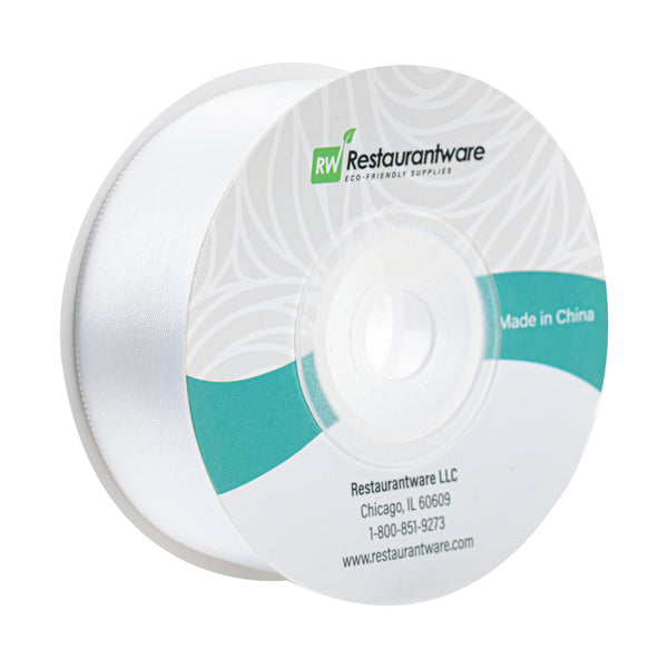 Restaurantware Gift Tek White Polyester Satin Ribbon - Single Face - 1" X 10 Yds - 10 Count Box