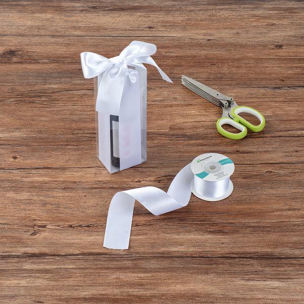 Restaurantware Gift Tek White Polyester Satin Ribbon - Single Face - 1 1/2" X 10 Yds - 10 Count Box