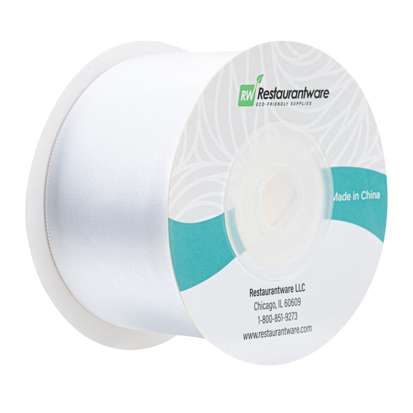 Restaurantware Gift Tek White Polyester Satin Ribbon - Single Face - 1 1/2" X 10 Yds - 10 Count Box