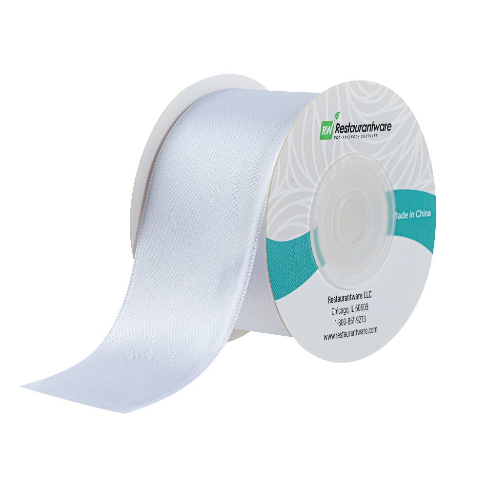 restaurantware Gift Tek White Polyester Satin Ribbon - Single Face - 1 1/2" x 10 yds - 10 count box