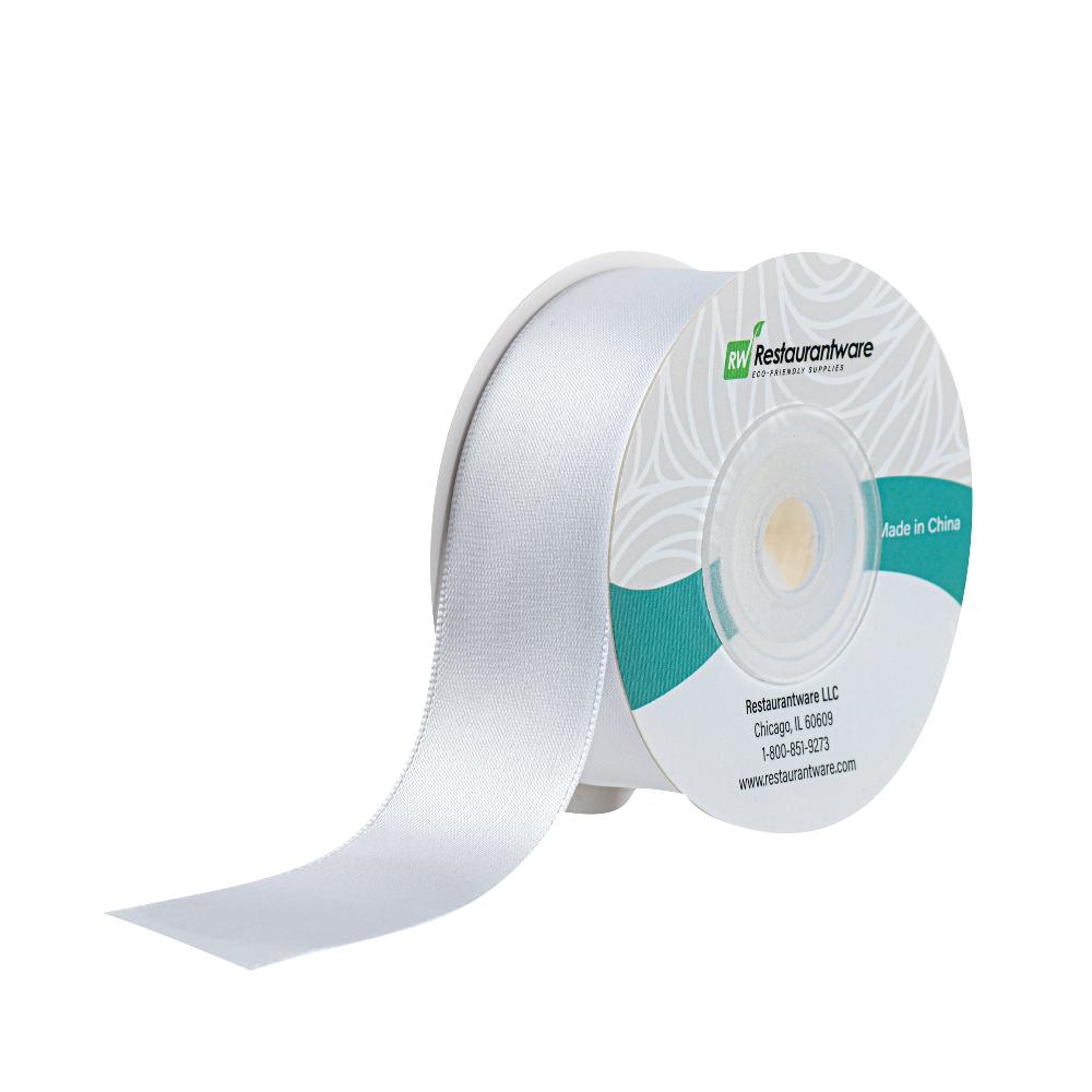 restaurantware Gift Tek White Polyester Satin Ribbon - Single Face - 1" x 10 yds - 10 count box