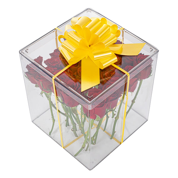 Restaurantware Gift Tek Yellow Plastic Flora Satin Pull Bow - 5 1/2" - 1000 Count Box