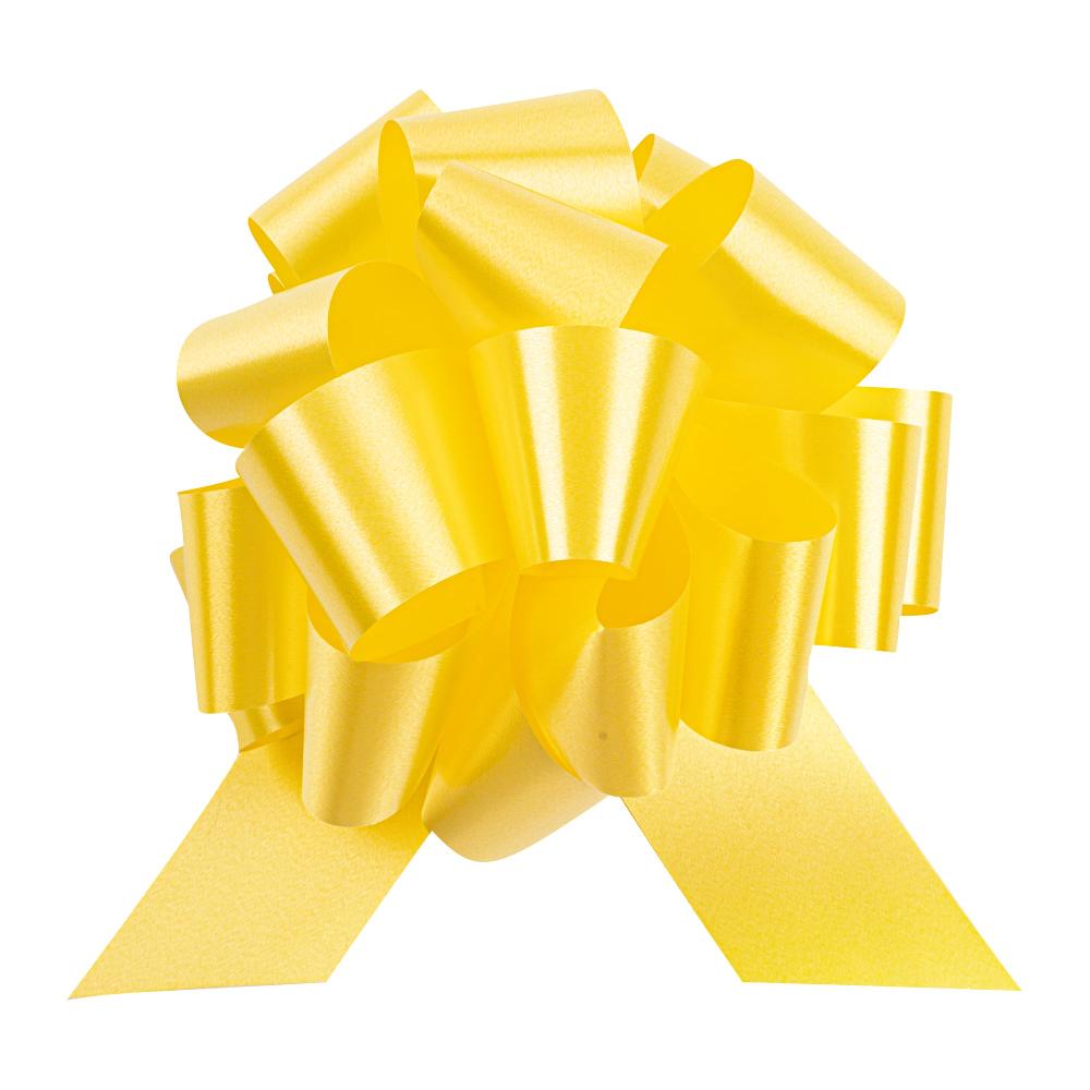 restaurantware Gift Tek Yellow Plastic Flora Satin Pull Bow - 5 1/2" - 1000 count box