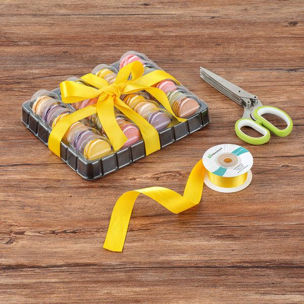 Restaurantware Gift Tek Yellow Polyester Satin Ribbon - Single Face - 1" X 10 Yds - 10 Count Box