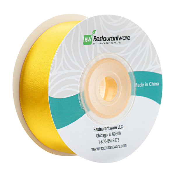 Restaurantware Gift Tek Yellow Polyester Satin Ribbon - Single Face - 1" X 10 Yds - 10 Count Box