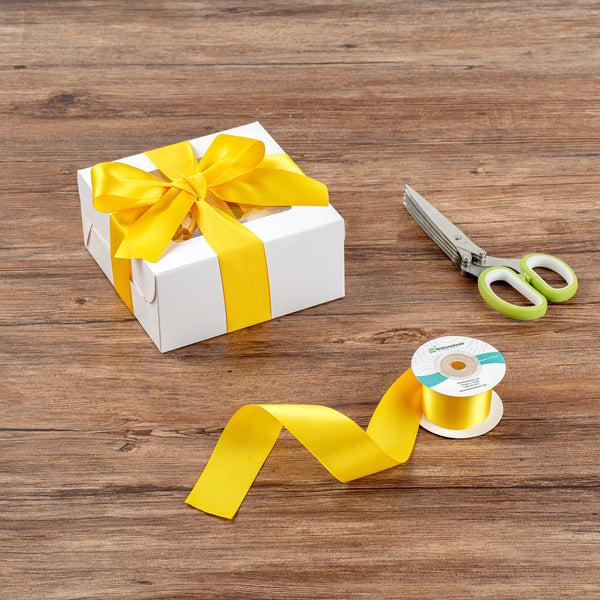 Restaurantware Gift Tek Yellow Polyester Satin Ribbon - Single Face - 1 1/2" X 10 Yds - 10 Count Box