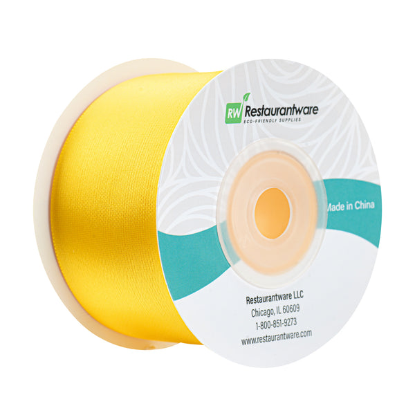 Restaurantware Gift Tek Yellow Polyester Satin Ribbon - Single Face - 1 1/2" X 10 Yds - 10 Count Box