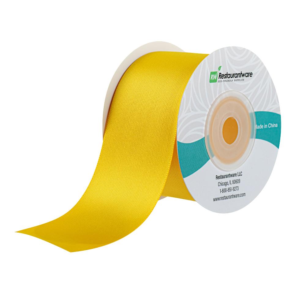 restaurantware Gift Tek Yellow Polyester Satin Ribbon - Single Face - 1 1/2" x 10 yds - 10 count box