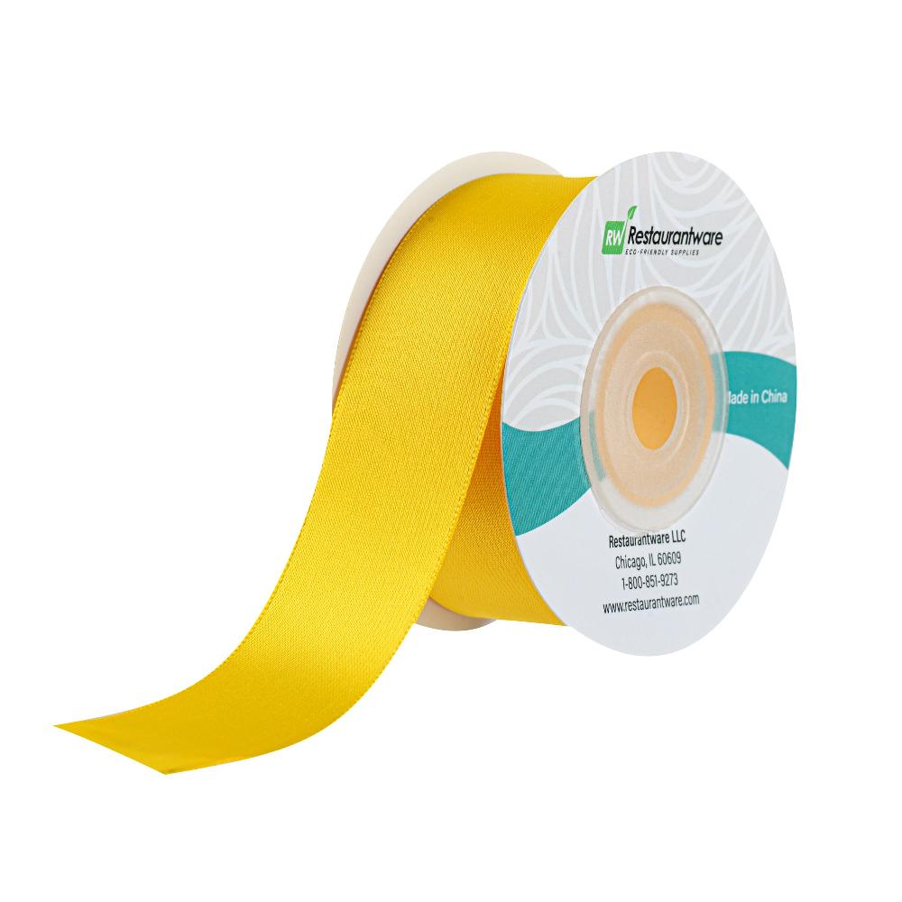 restaurantware Gift Tek Yellow Polyester Satin Ribbon - Single Face - 1" x 10 yds - 10 count box