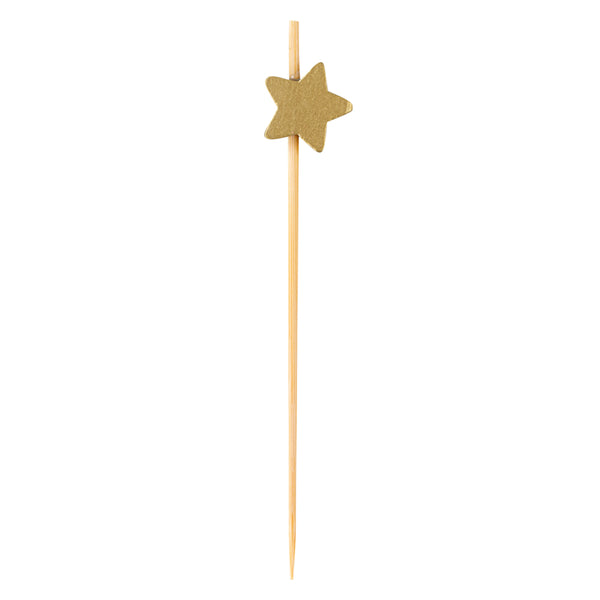 Restaurantware Gold Bamboo Star Pick - 3 1/2" - 1000 Count Box