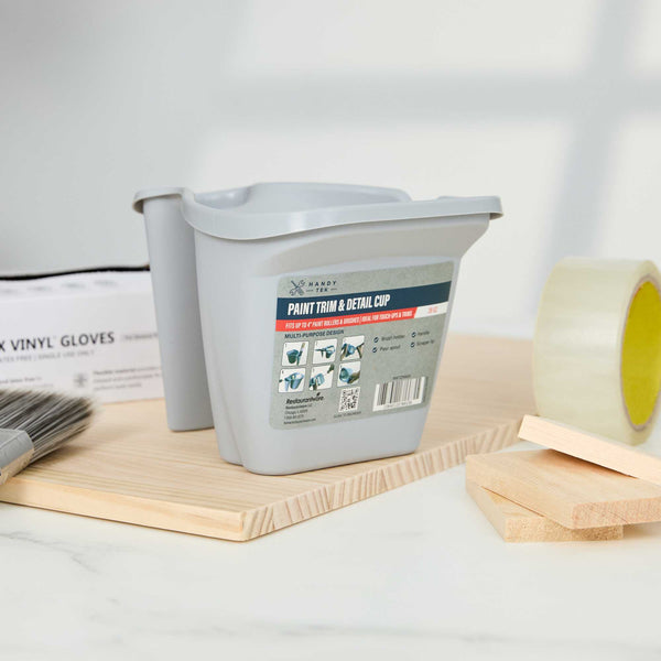 Restaurantware Handy Tek 28 Oz Gray Plastic Paint Cup - With Brush Holder - 7 1/2" X 5 1/2" X 5" - 24 Count Box
