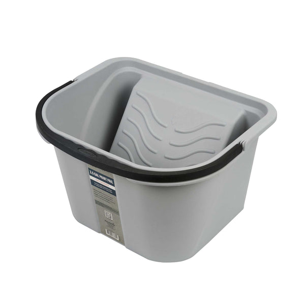 Restaurantware Handy Tek 3.5 Gal Gray Plastic Paint Pail - 15 3/4" X 12 3/4" X 9" - 12 Count Box