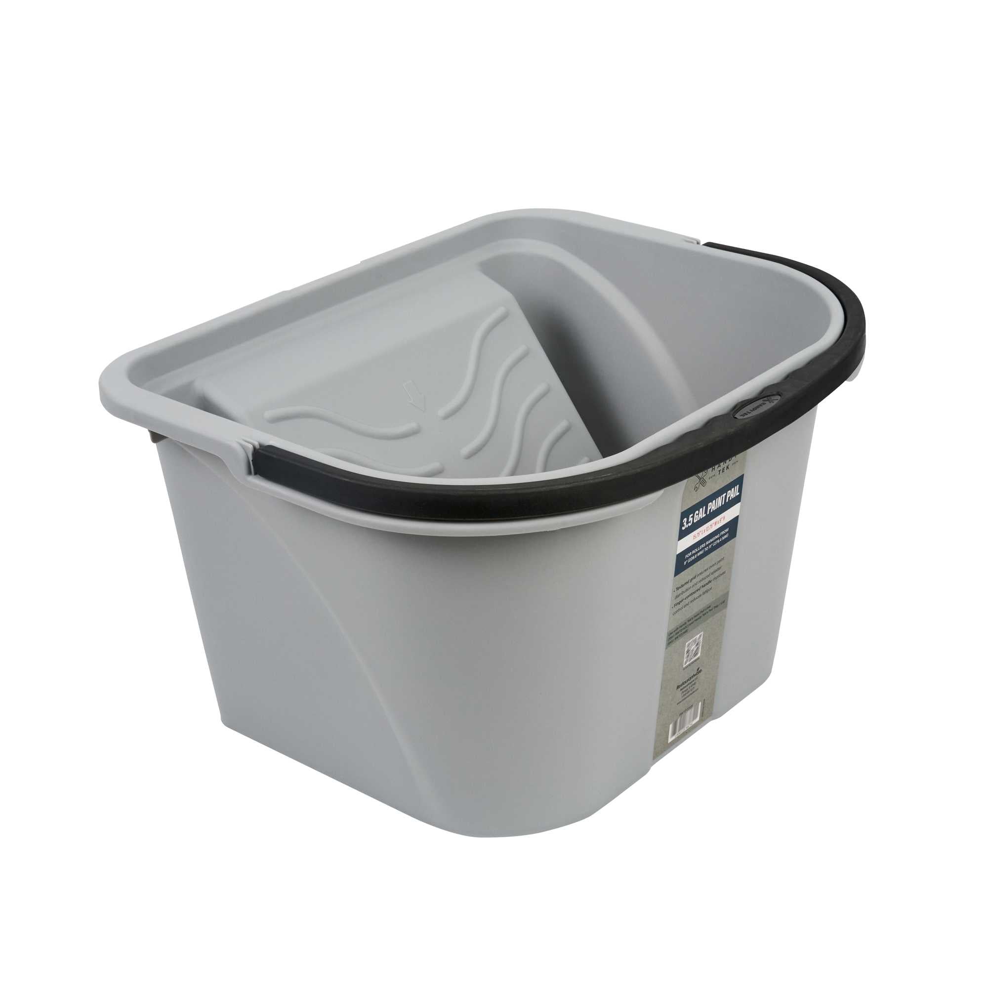 restaurantware Handy Tek 3.5 gal Gray Plastic Paint Pail - 15 3/4" x 12 3/4" x 9" - 12 count box