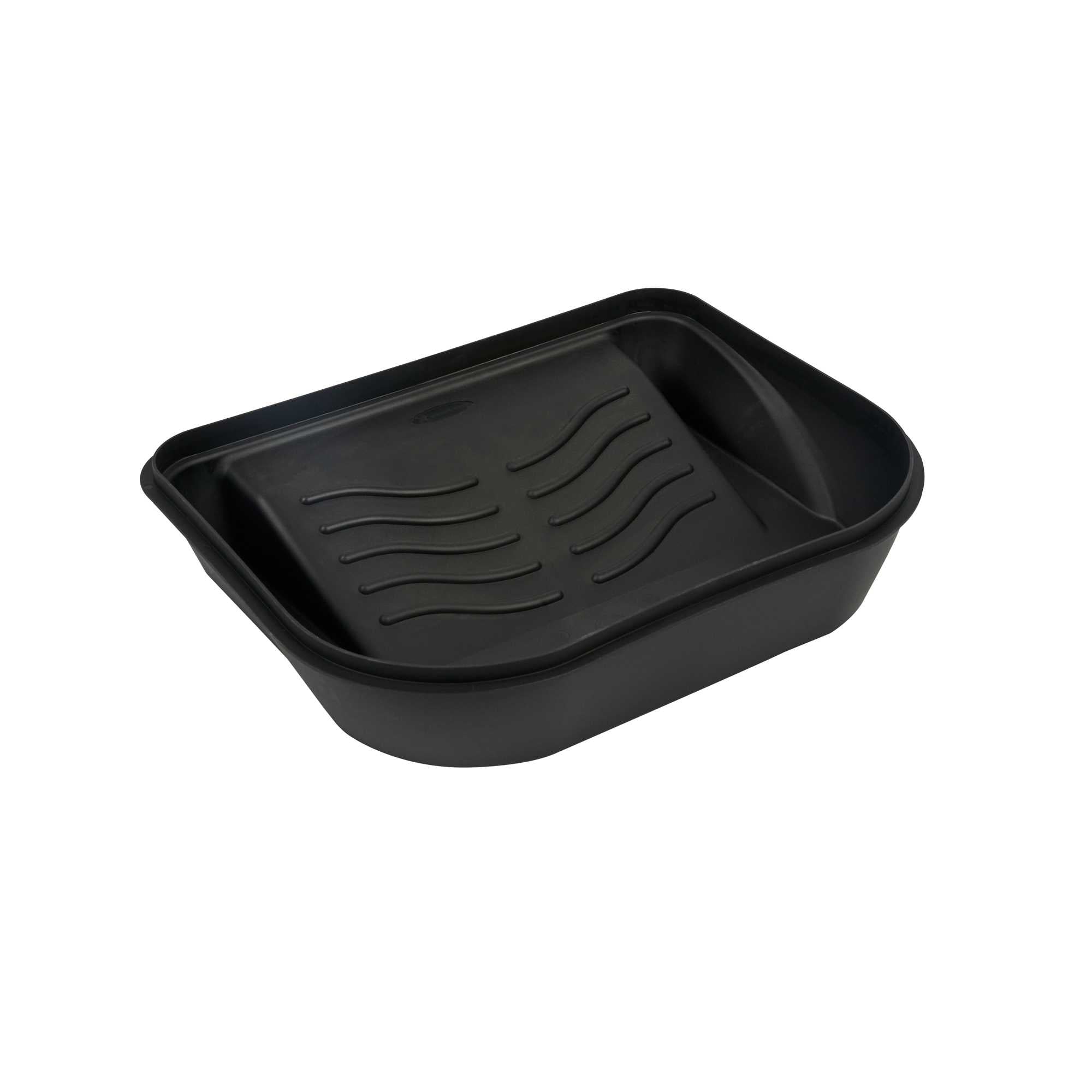 restaurantware Handy Tek 5 qt Black Plastic Paint Tray / Pail Lid - Fits 3.5 gal Paint Pail - 14 3/4" x 12" x 3" - 24 count box