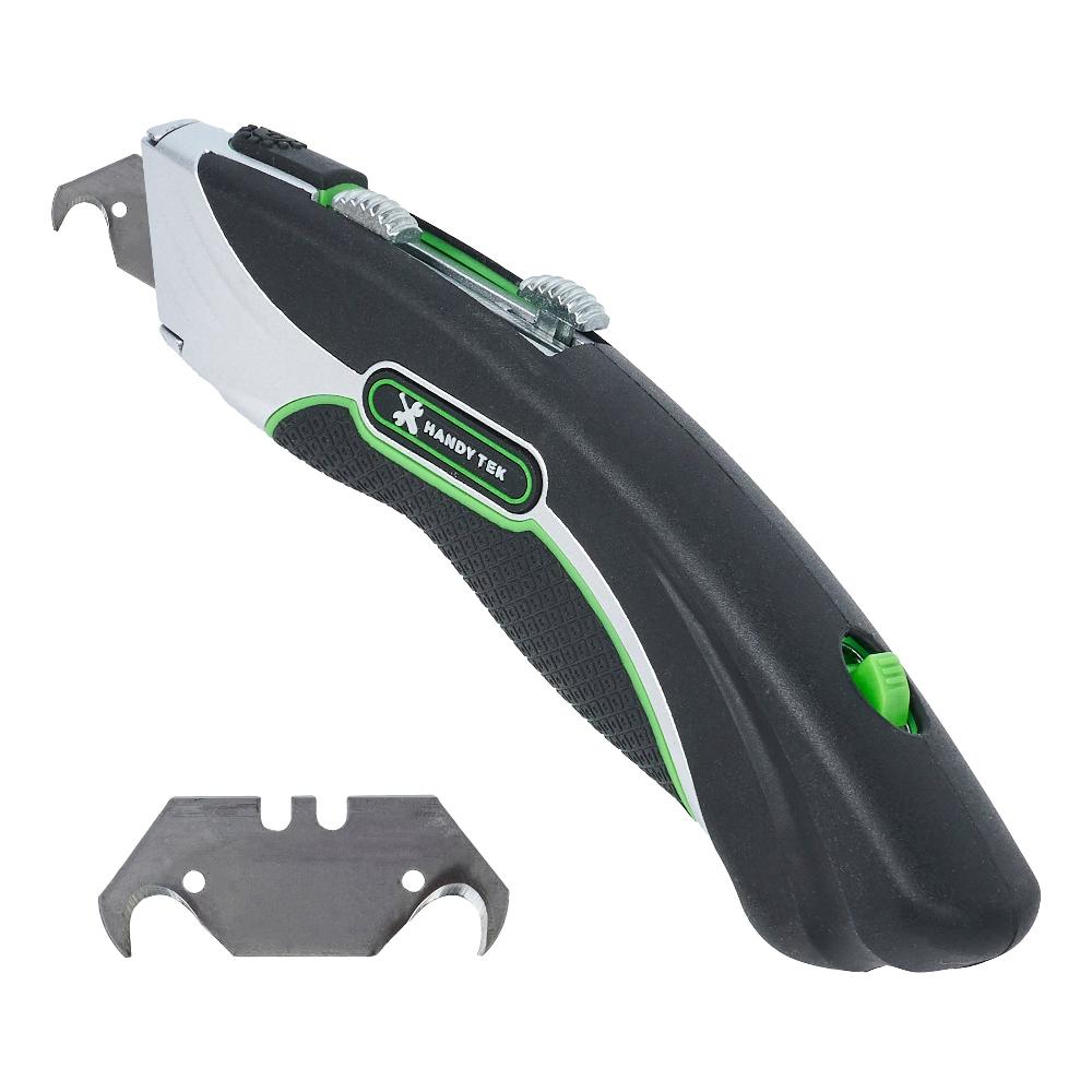 restaurantware Handy Tek Black Dual Blade Utility Knife - Quick Change Heavy Duty - 7" - 6 count box