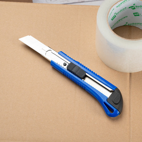 Restaurantware Handy Tek Blue Snap Off Blade Knife - 6 1/2"" - 4 Count Box