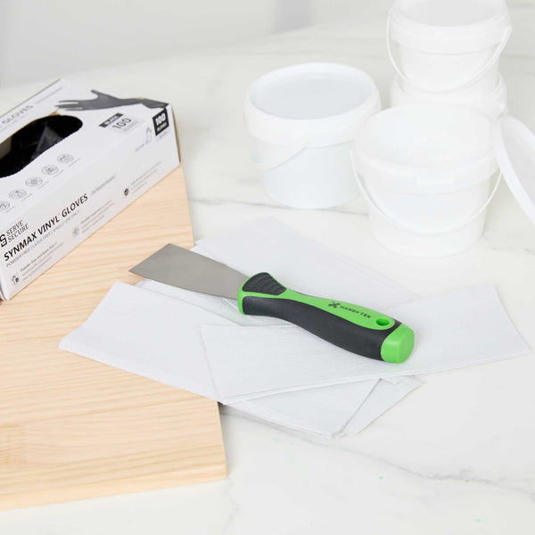 Restaurantware Handy Tek Carbon Steel Putty Knife - Flexible Soft Grip Handle - 2" - 12 Count Box
