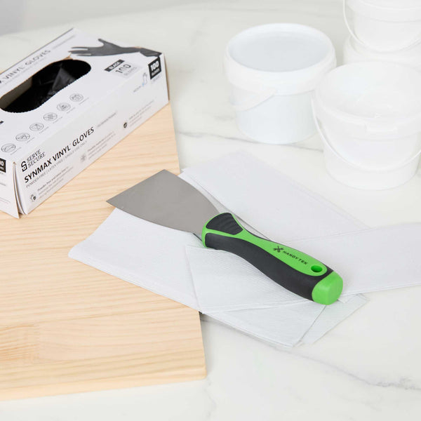 Restaurantware Handy Tek Carbon Steel Putty Knife - Flexible Soft Grip Handle - 3" - 12 Count Box