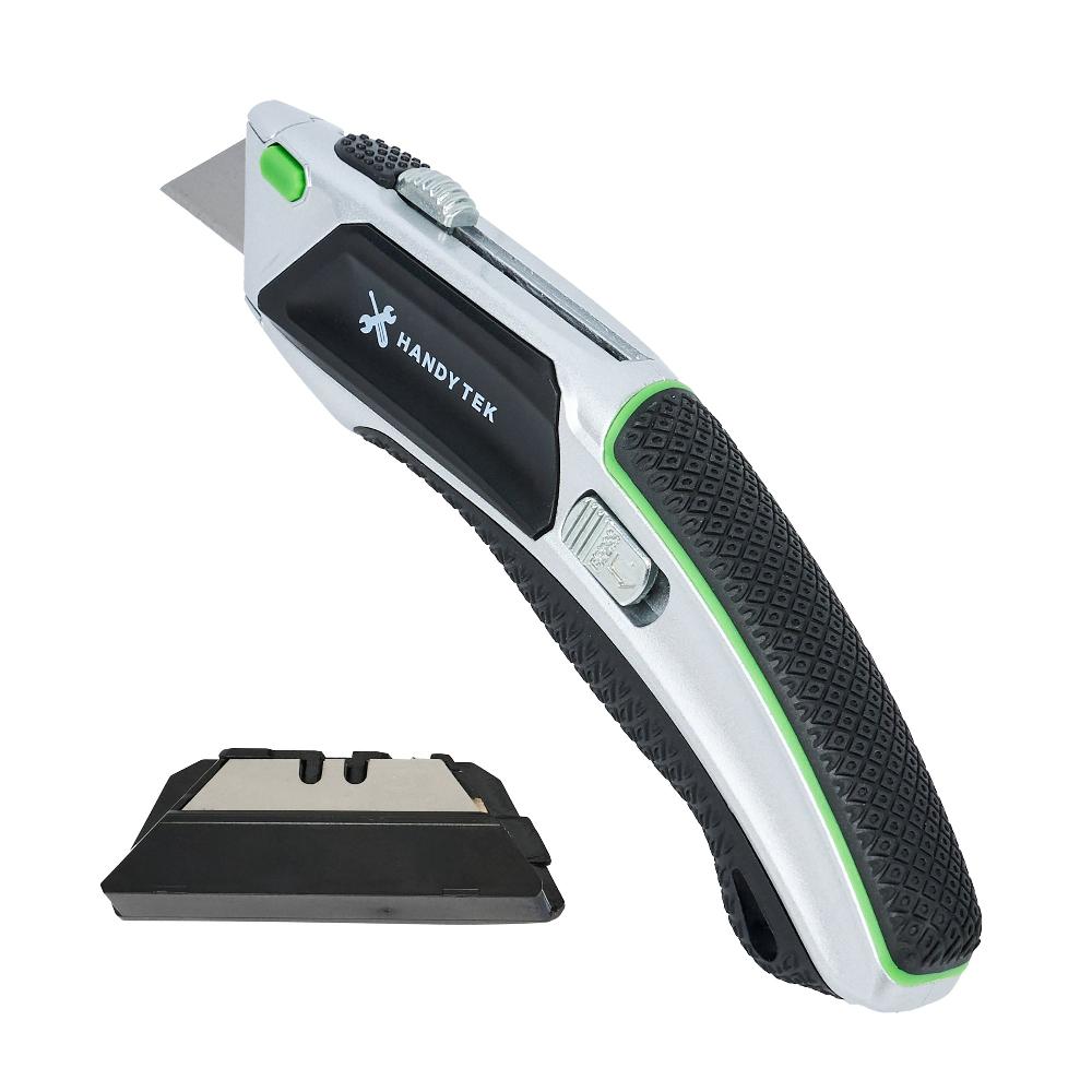 restaurantware Handy Tek Silver Auto-Loading Utility Knife - Quick Change Heavy Duty - 7" - 6 count box