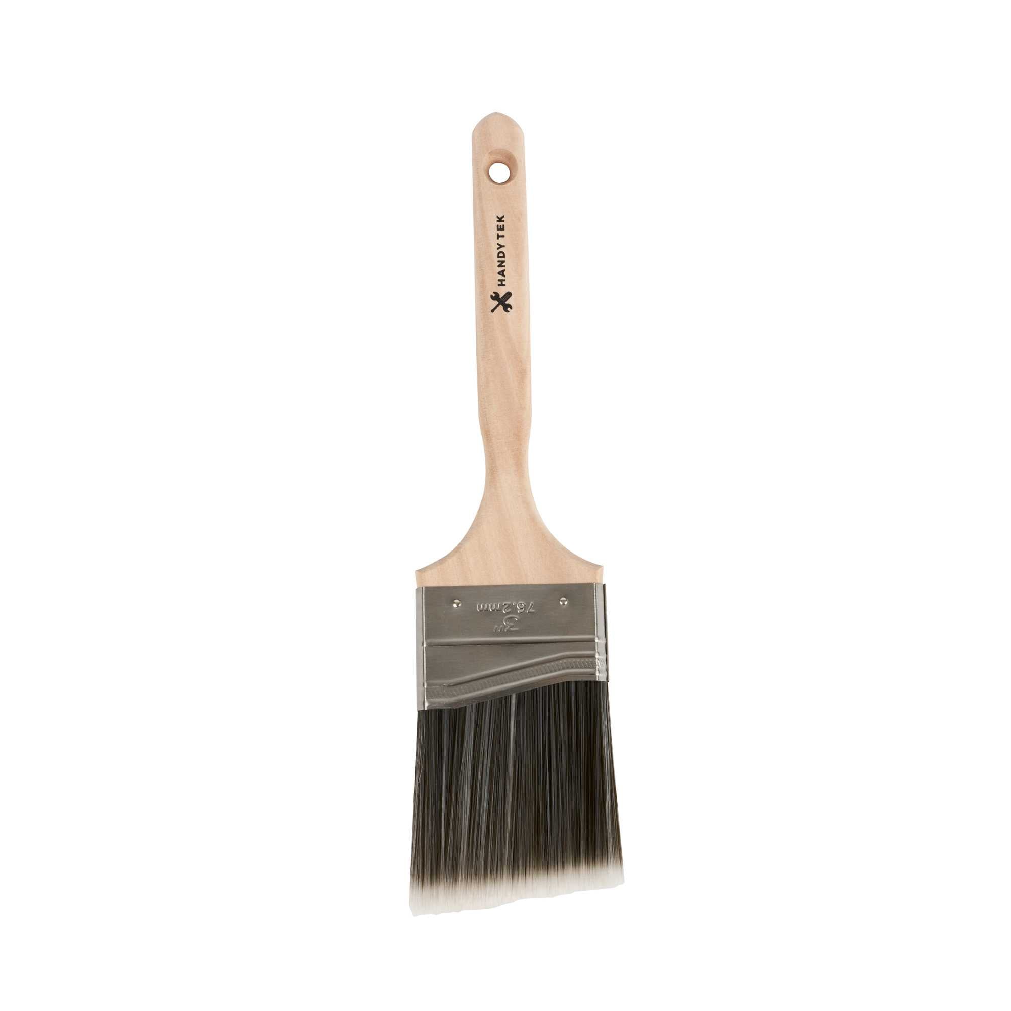 restaurantware Handy Tek Synthetic Polyester Paint Brush - Angled Long Handle - 3" - 6 count box