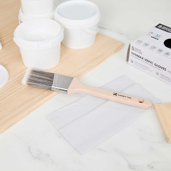 Restaurantware Handy Tek Synthetic Polyester Paint Brush - Angled Long Handle - 2" - 6 Count Box