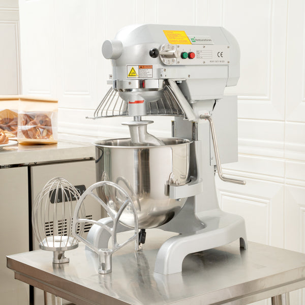 Restaurantware Hi Tek 11 Qt Planetary Stand Mixer - Includes Dough Hook Whisk And Beater With Safety Guard - 1 Count Box