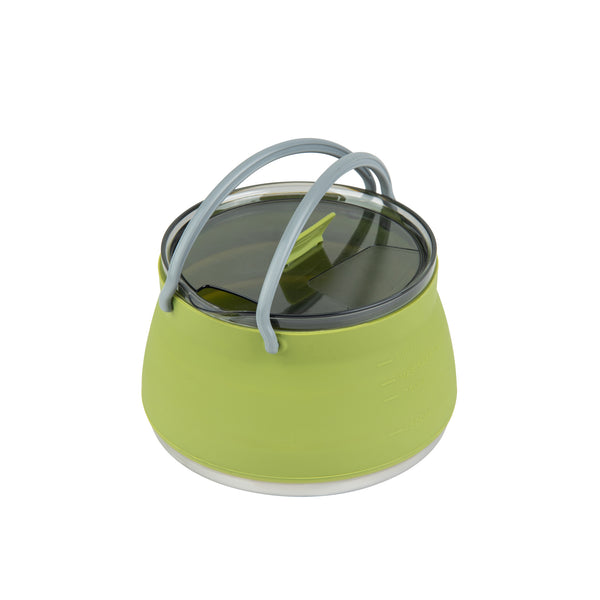 Restaurantware Hi Tek 1L Green Silicone Collapsible Kettle - With Lid - 6" X 6" X 4 1/4" - 20 Count Box