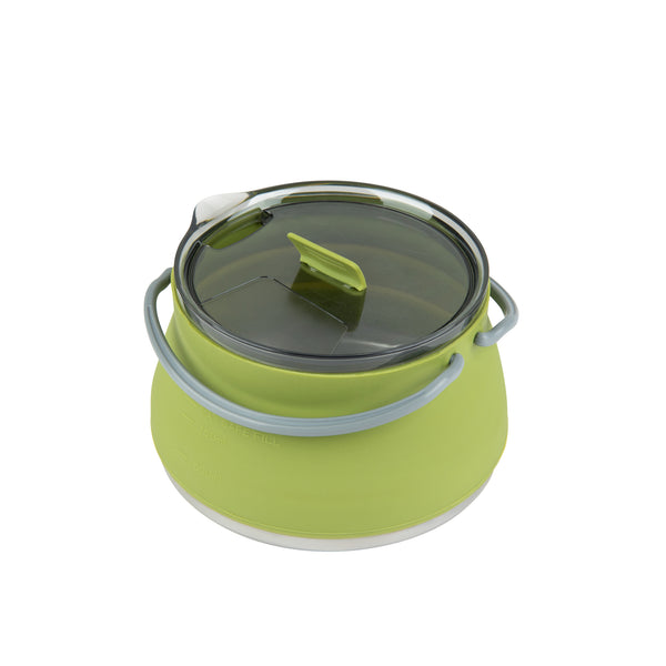 Restaurantware Hi Tek 1L Green Silicone Collapsible Kettle - With Lid - 6" X 6" X 4 1/4" - 20 Count Box