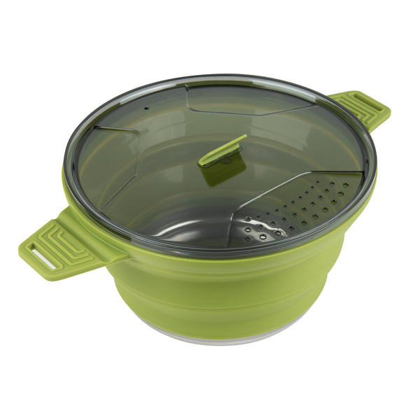 Restaurantware Hi Tek 2.5L Green Silicone Collapsible Pot - With Lid - 12 1/2" X 8 3/4" X 4 3/4" - 20 Count Box