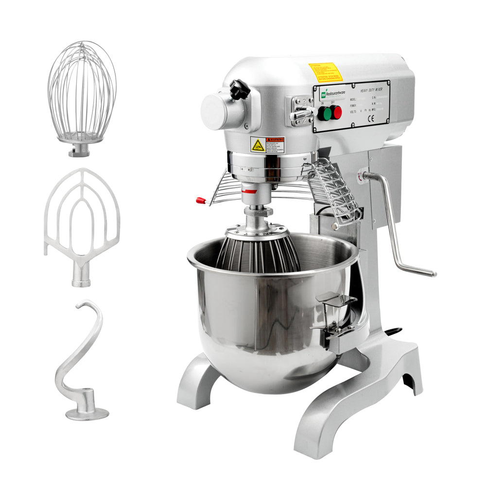 restaurantware Hi Tek 21 qt Planetary Stand Mixer - Includes Dough Hook Whisk and Beater with Safety Guard - 1 count box