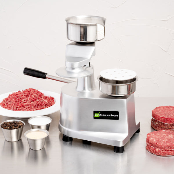 Restaurantware Hi Tek Stainless Steel 4" Hamburger Patty Molding Press - 1/4 Lb With Handle - 1 Count Box