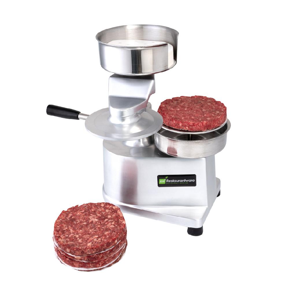 restaurantware Hi Tek Stainless Steel 4" Hamburger Patty Molding Press - 1/4 lb with Handle - 1 count box