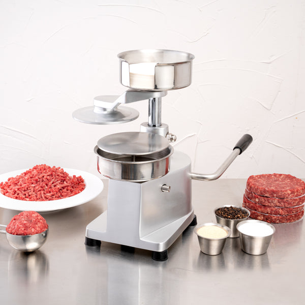 Restaurantware Hi Tek Stainless Steel 5" Hamburger Patty Molding Press - 1/2 Lb With Handle - 1 Count Box