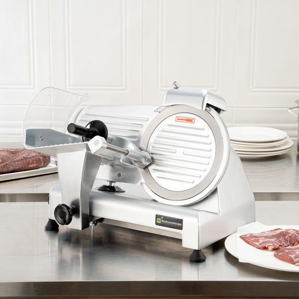 Restaurantware Hi Tek Stainless Steel Manual Gravity Feed Meat Slicer - 1/4hp - 10" - 1 Count Box