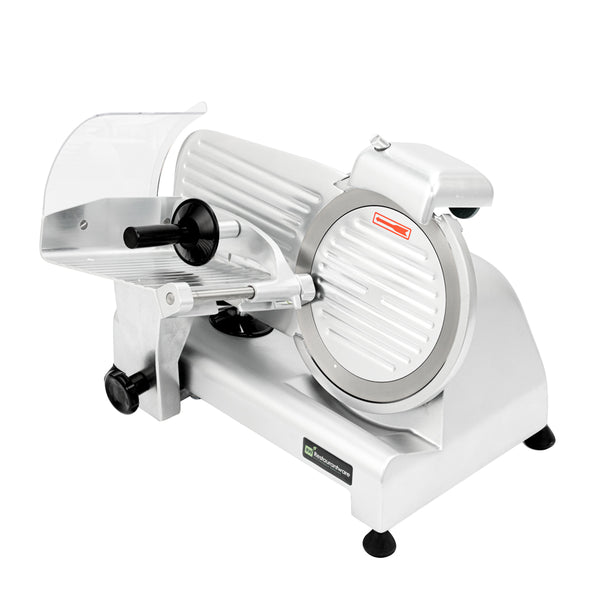 Restaurantware Hi Tek Stainless Steel Manual Gravity Feed Meat Slicer - 1/4hp - 8 1/2" - 1 Count Box