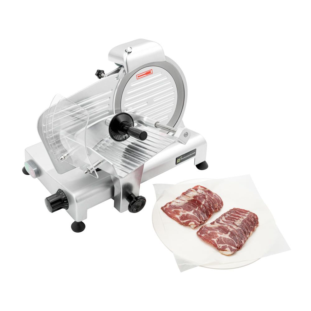 restaurantware Hi Tek Stainless Steel Manual Gravity Feed Meat Slicer - 1/4hp - 8 1/2" - 1 count box