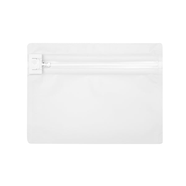 Restaurantware High Level White Plastic Locking Pouch - Child-Resistant - 8" X 2 1/4" X 6" - 100 Count Box