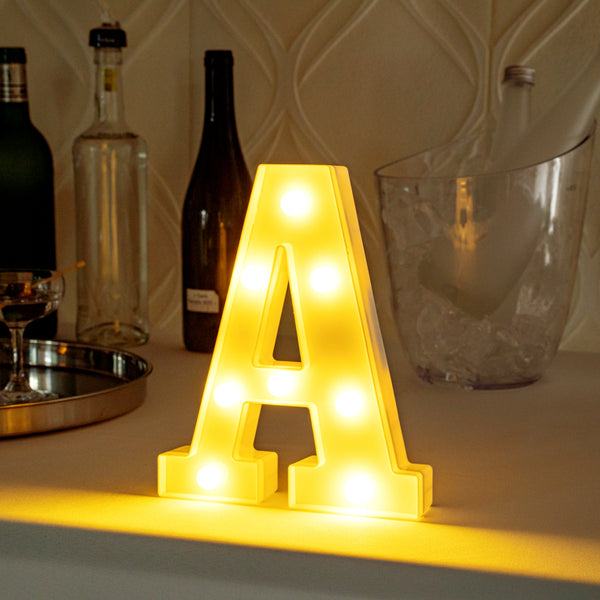 Restaurantware Illumify White LED Marquee Letter A Sign - 8 3/4" - 1 Count Box