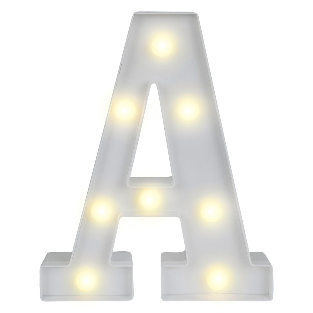restaurantware Illumify White LED Marquee Letter A Sign - 8 3/4" - 1 count box
