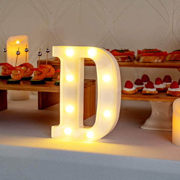 Restaurantware Illumify White LED Marquee Letter D Sign - 8 3/4" - 1 Count Box