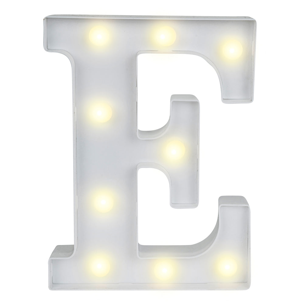 restaurantware Illumify White LED Marquee Letter E Sign - 8 3/4" - 1 count box