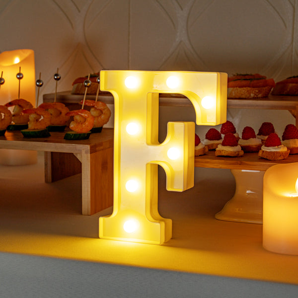 Restaurantware Illumify White LED Marquee Letter F Sign - 8 3/4" - 1 Count Box