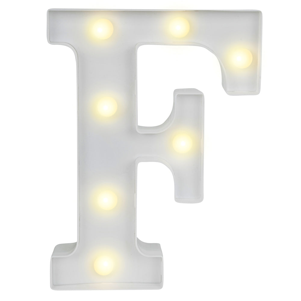 restaurantware Illumify White LED Marquee Letter F Sign - 8 3/4" - 1 count box